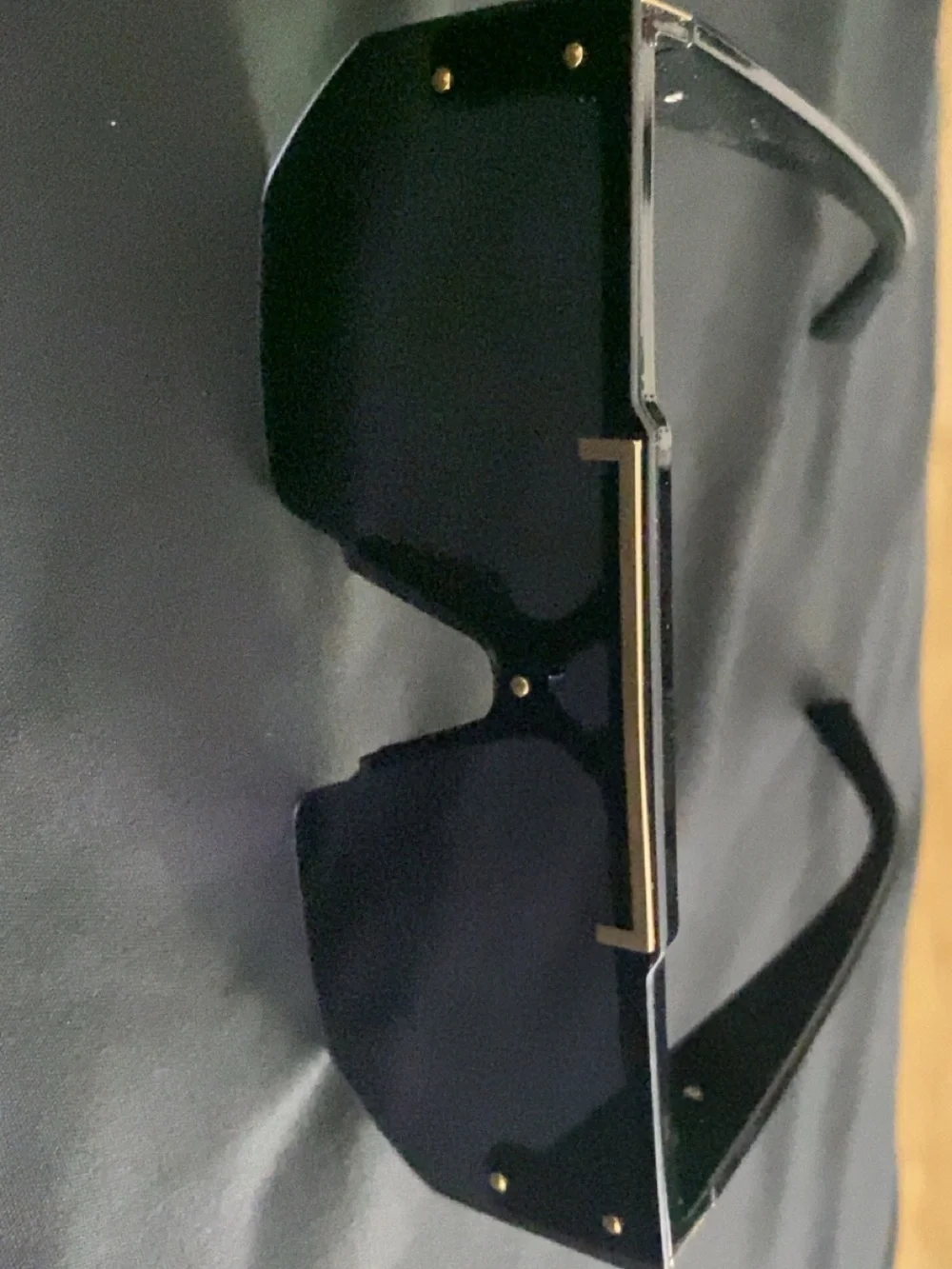 Versace Black Shield Sunglasses with Gold Trim